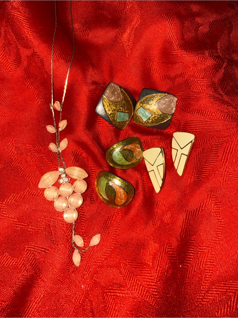 Assorted Women's Fashion Earrings in Green, Gold, Cream and Pink - Multi-Pack